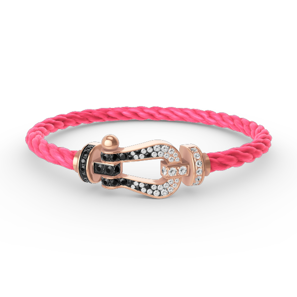 [Panda Jewelry]FORCE LARGE HORSESHOE BLACK WHITE DIAMOND BRACELET ROSE GOLD