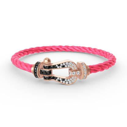 [Panda Jewelry]FORCE LARGE HORSESHOE BLACK WHITE DIAMOND BRACELET ROSE GOLD