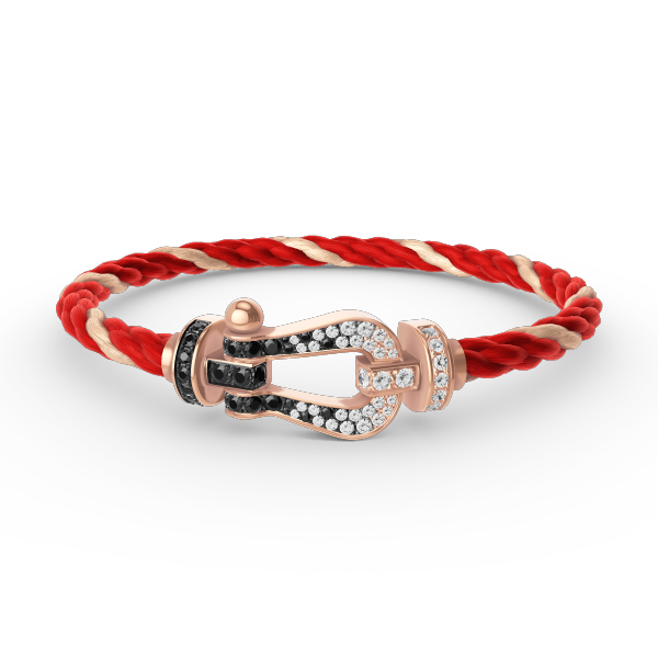 [Panda Jewelry]FORCE LARGE HORSESHOE BLACK WHITE DIAMOND BRACELET ROSE GOLD