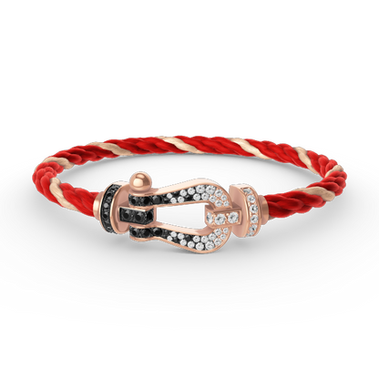 [Panda Jewelry]FORCE LARGE HORSESHOE BLACK WHITE DIAMOND BRACELET ROSE GOLD