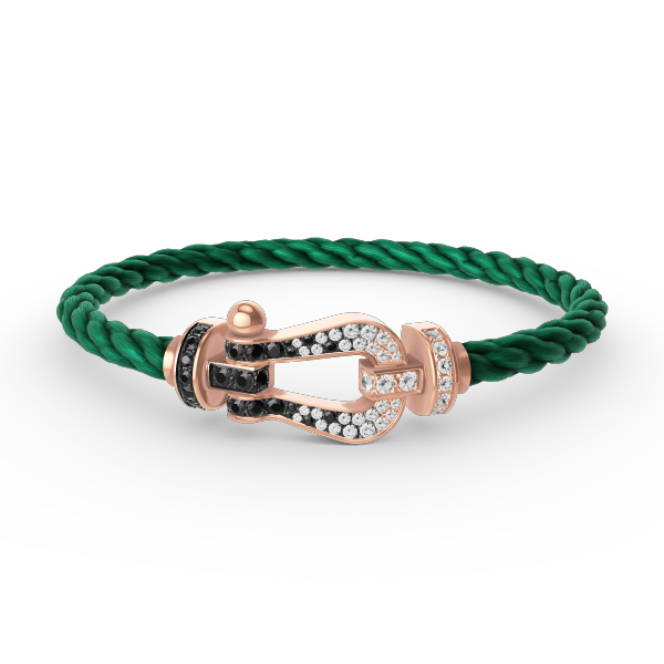 [Panda Jewelry]FORCE LARGE HORSESHOE BLACK WHITE DIAMOND BRACELET ROSE GOLD