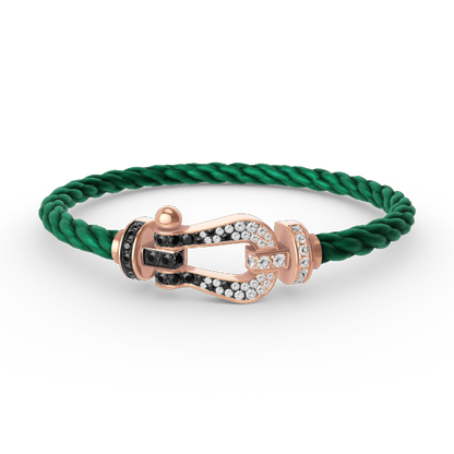 [Panda Jewelry]FORCE LARGE HORSESHOE BLACK WHITE DIAMOND BRACELET ROSE GOLD