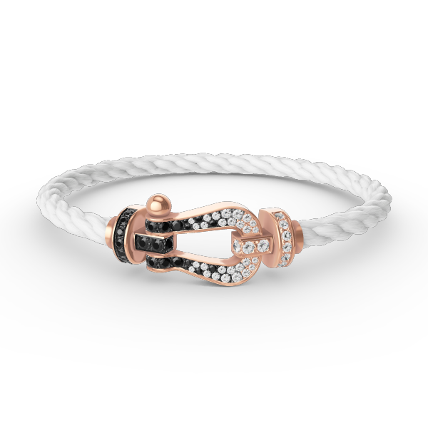 [Panda Jewelry]FORCE LARGE HORSESHOE BLACK WHITE DIAMOND BRACELET ROSE GOLD