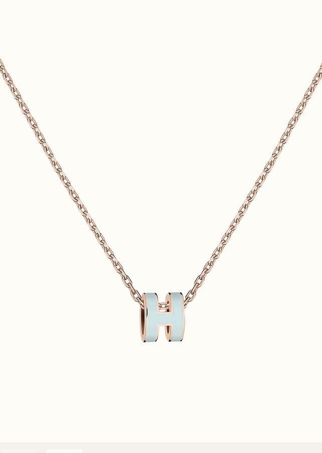 [Panda Jewelry]POP H LIGHT BLUE NECKLACE