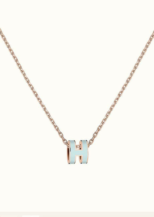 [Panda Jewelry]POP H LIGHT BLUE NECKLACE
