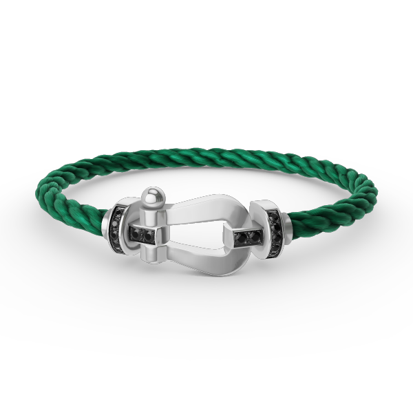 [Panda Jewelry]FORCE LARGE HORSESHOE BLACK DIAMOND BRACELET SILVER
