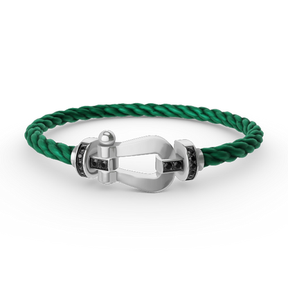 [Panda Jewelry]FORCE LARGE HORSESHOE BLACK DIAMOND BRACELET SILVER