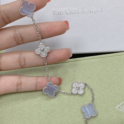 [Panda Jewelry] CLOVER 5 MOTIF PURPLE CHALCEDONY BRACELET COLLECTION