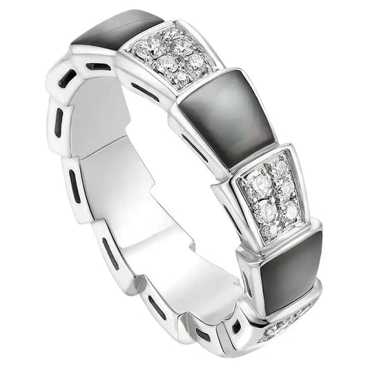 [Panda Jewelry]SERPENTI RING SILVER DIAMOND BLACK MOP 4MM