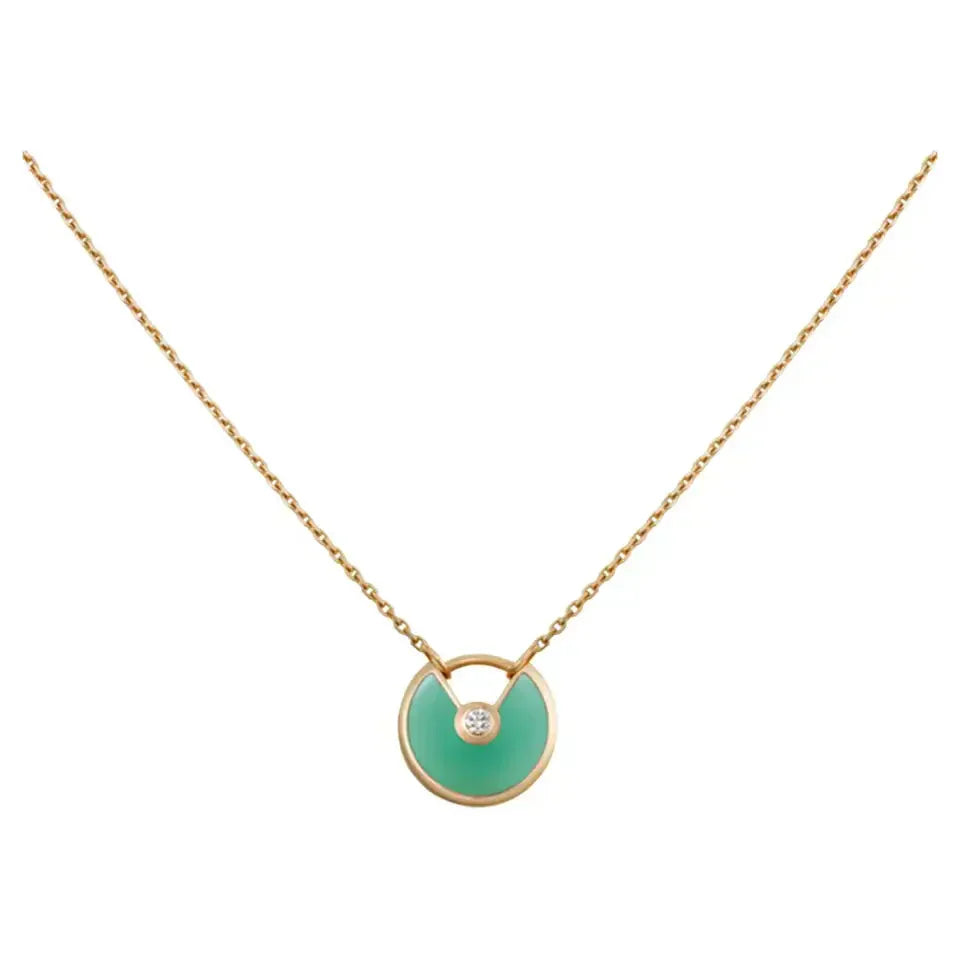 [Panda Jewelry]AMULETTE GOLD MALACHITE NECKLACE
