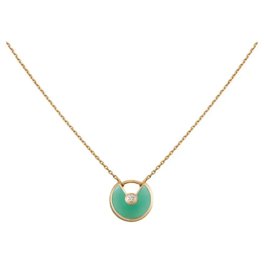 [Panda Jewelry]AMULETTE GOLD MALACHITE NECKLACE