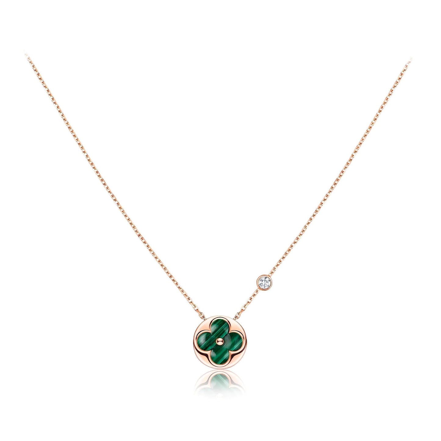 [Panda Jewelry]SUN PEDANT PINK GOLD 1 DIAMOND NECKLACE