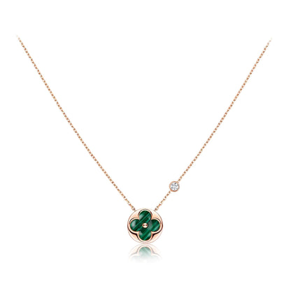 [Panda Jewelry]SUN PEDANT PINK GOLD 1 DIAMOND NECKLACE