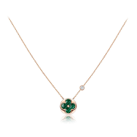 [Panda Jewelry]SUN PEDANT PINK GOLD 1 DIAMOND NECKLACE
