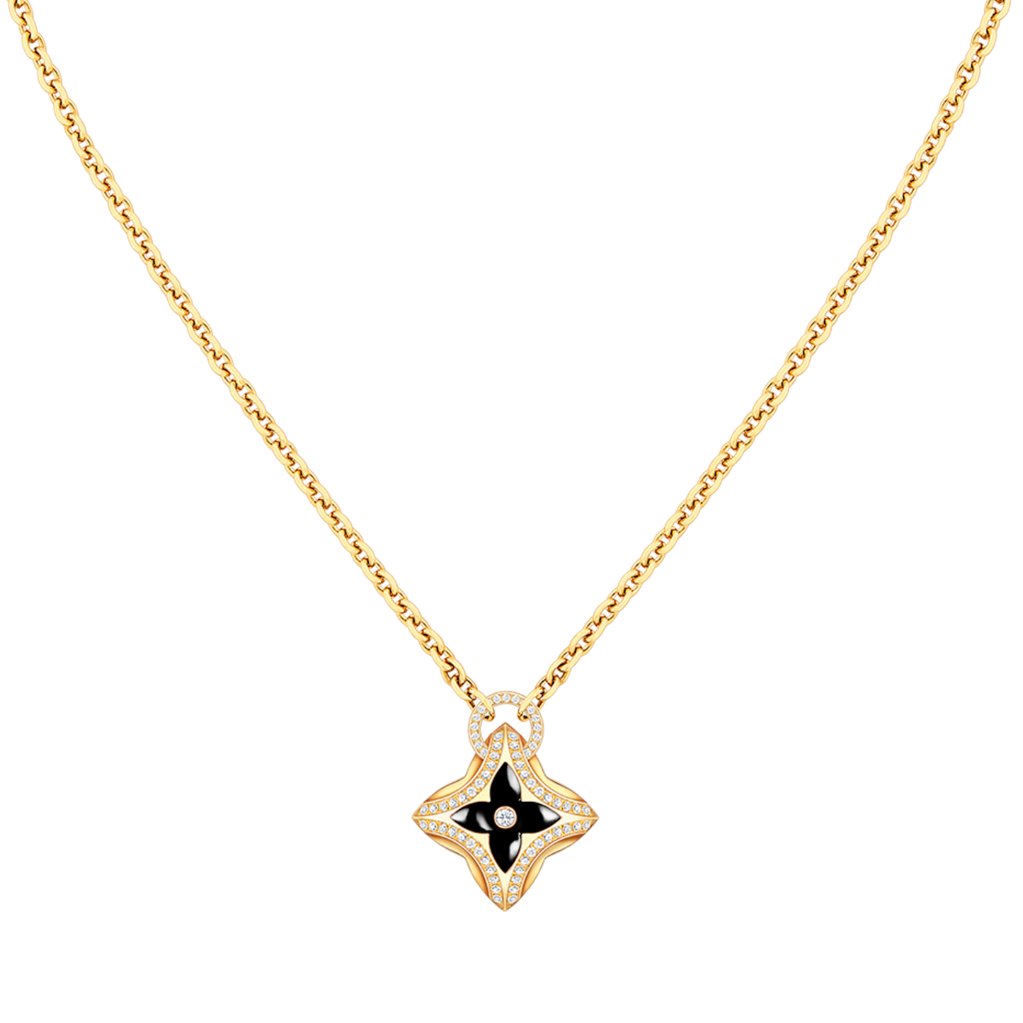 [Panda Jewelry]STAR PEDANT PINK GOLD DIAMOND NECKLACE