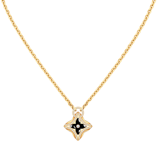 [Panda Jewelry]STAR PEDANT PINK GOLD DIAMOND NECKLACE