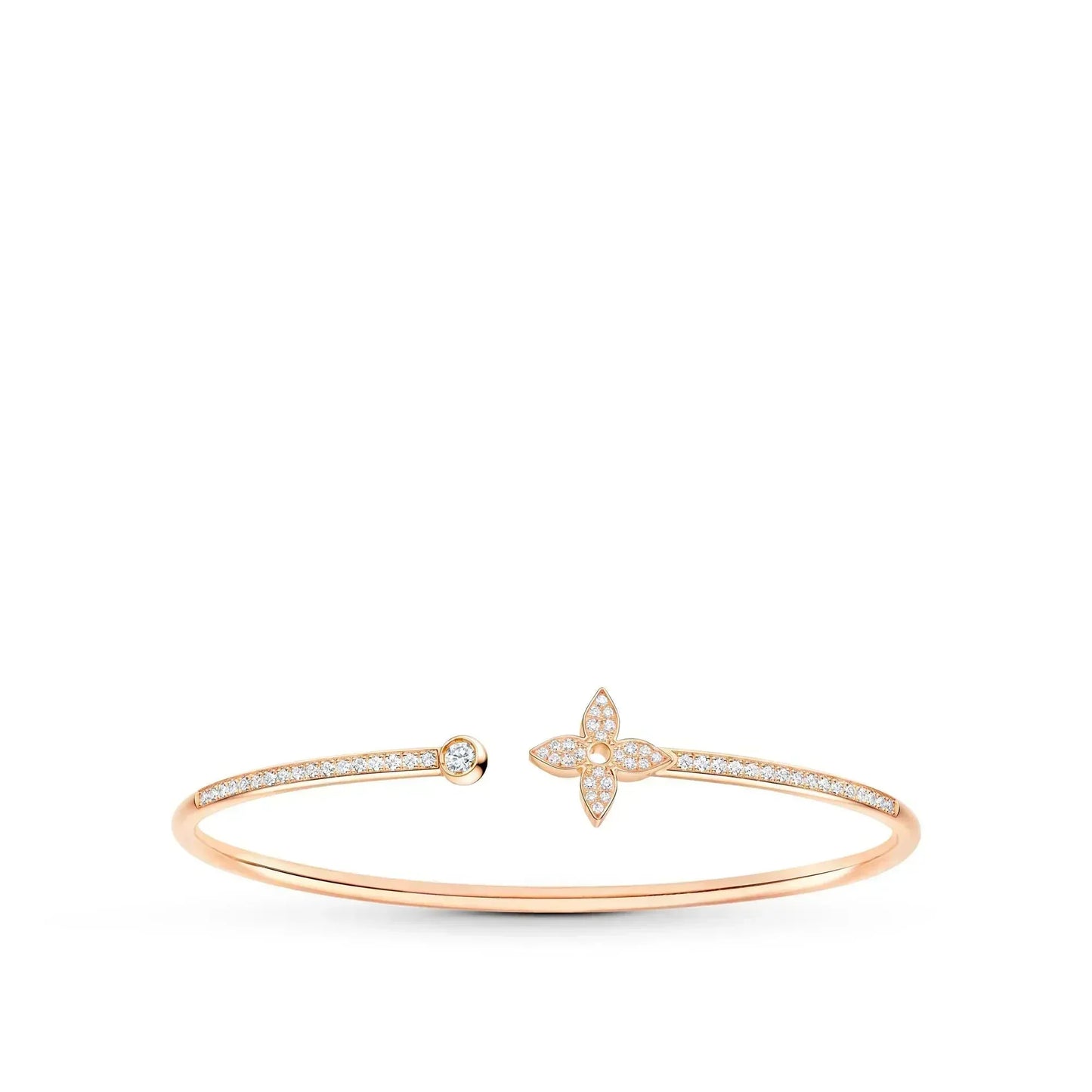 [Panda Jewelry]IDYLLE PINK GOLD OPEN BRACELET DIAMOND PAVED