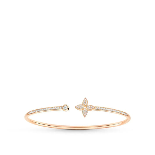 [Panda Jewelry]IDYLLE PINK GOLD OPEN BRACELET DIAMOND PAVED