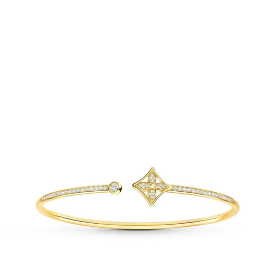 [Panda Jewelry]IDYLLE GOLD OPEN BRACELET DIAMOND PAVED