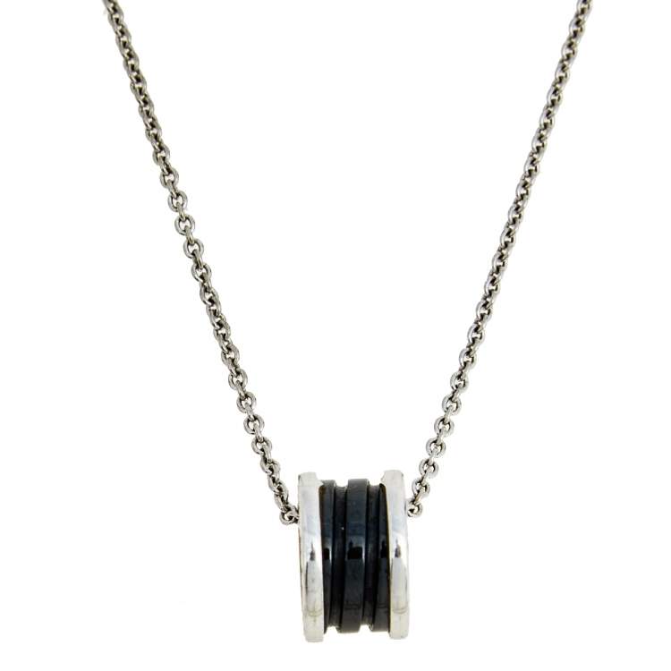 [Panda Jewelry]ZERO 1 BLACK CERAMIC SILVER NECKLACE