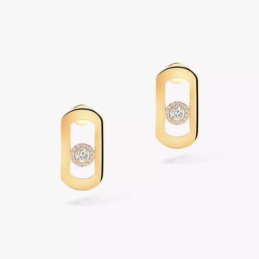 [Panda Jewelry]So Move Diamond Earrings in Yellow Gold