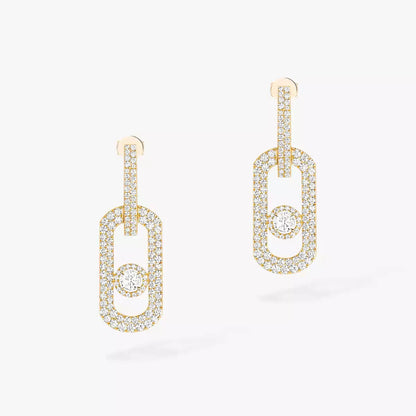 [Panda Jewelry]So Move XL Pave_-Set Diamond Pendant Earrings