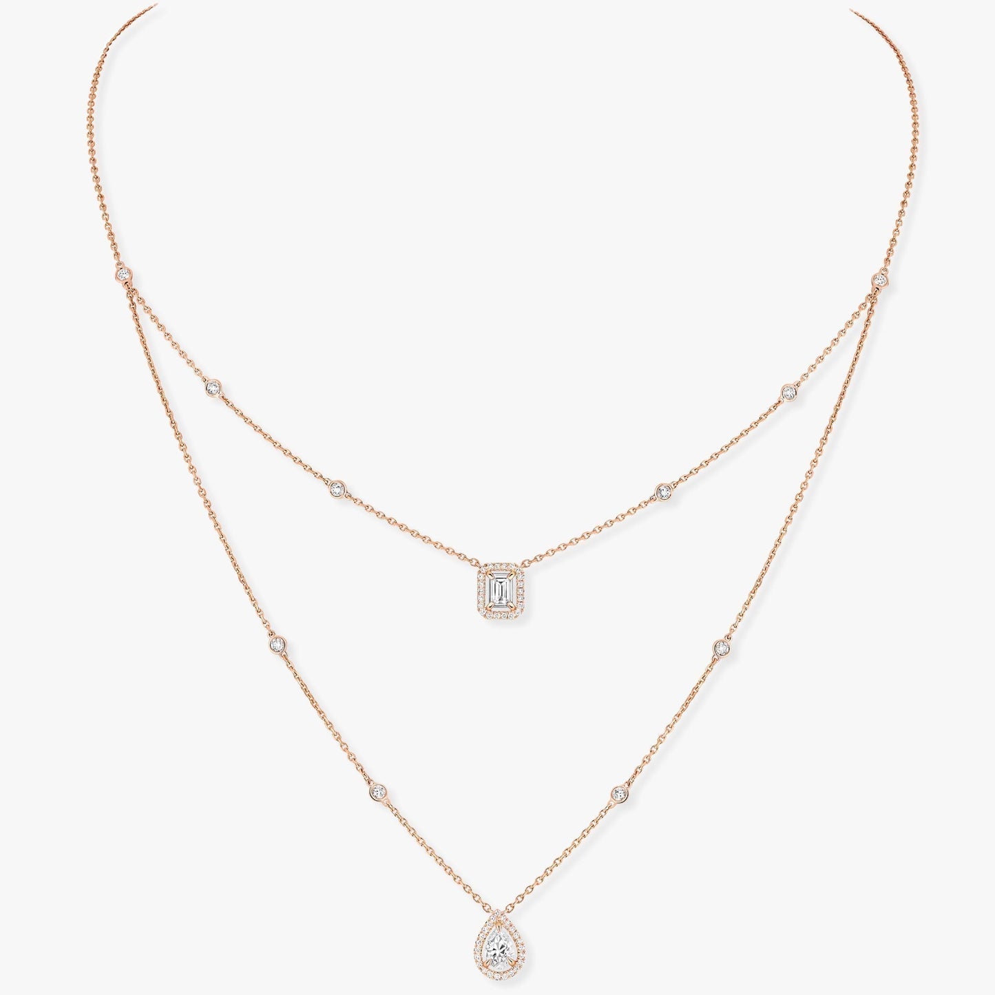 [Panda Jewelry]MY TWIN 2 ROW DIAMOND NECKLACE