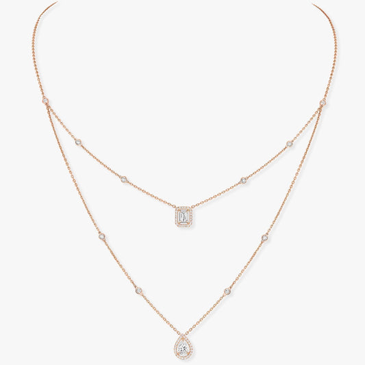 [Panda Jewelry]MY TWIN 2 ROW DIAMOND NECKLACE