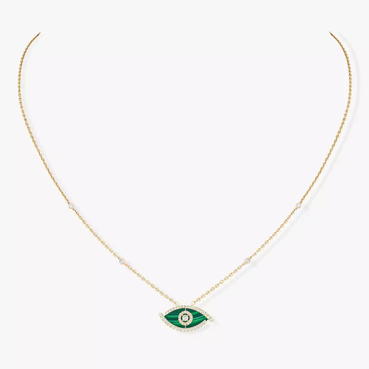 [Panda Jewelry]Lucky Eye Diamond Necklace in Rose Gold and Turquoise