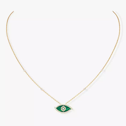 [Panda Jewelry]Lucky Eye Diamond Necklace in Rose Gold and Turquoise