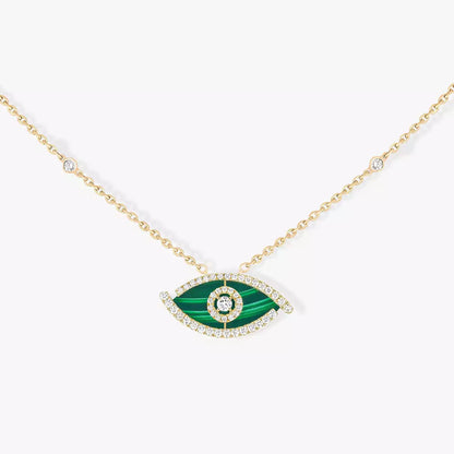 [Panda Jewelry]Lucky Eye Diamond Necklace in Rose Gold and Turquoise