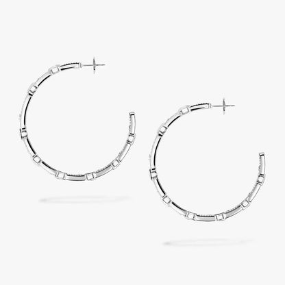 [[Panda Jewelry]Move Link Diamond Hoop Earrings