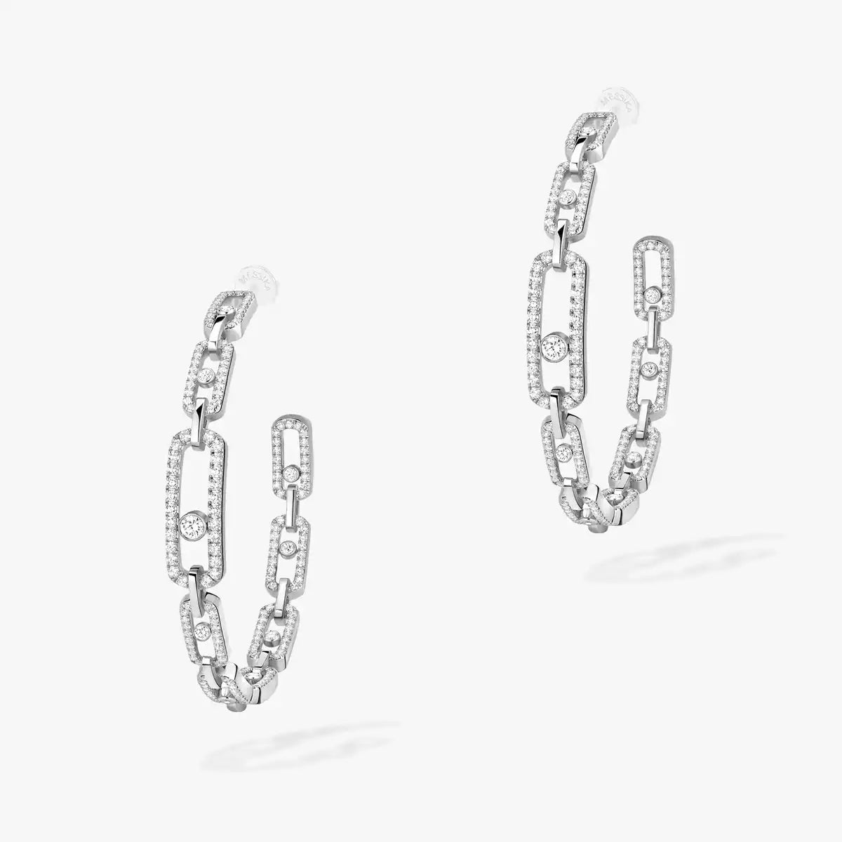 [[Panda Jewelry]Move Link Diamond Hoop Earrings