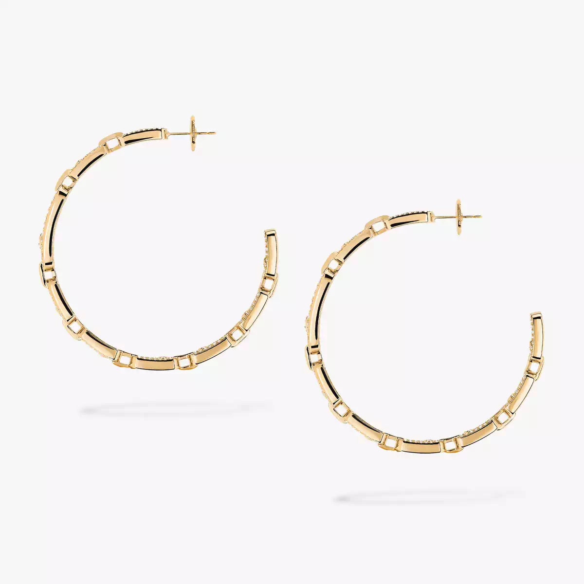 [[Panda Jewelry]Move Link Diamond Hoop Earrings
