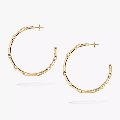 [[Panda Jewelry]Move Link Diamond Hoop Earrings