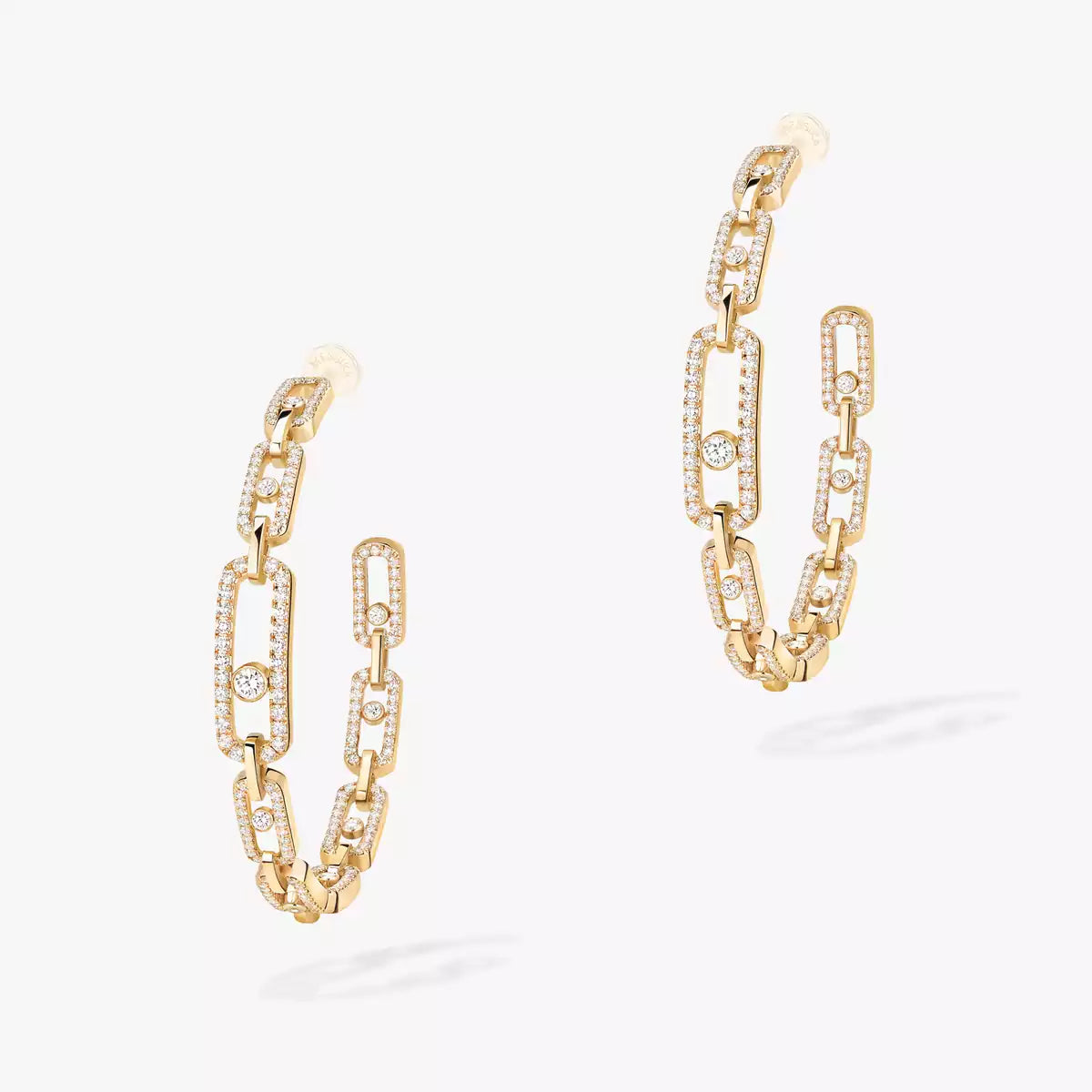 [[Panda Jewelry]Move Link Diamond Hoop Earrings