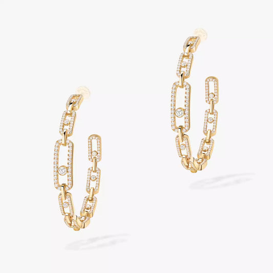 [[Panda Jewelry]Move Link Diamond Hoop Earrings