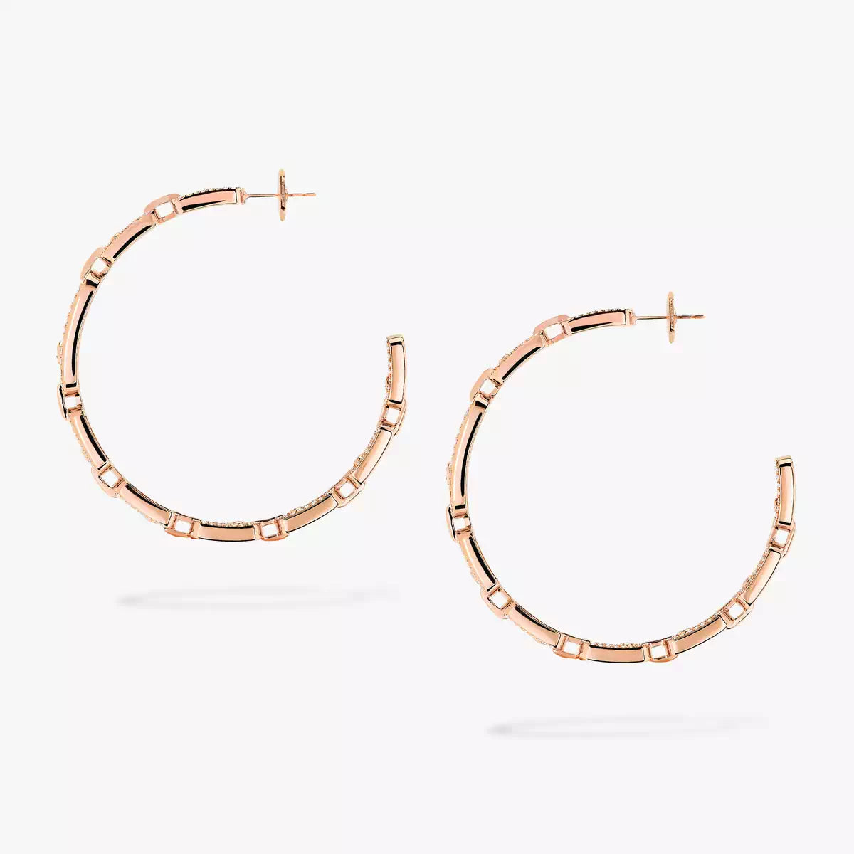 [[Panda Jewelry]Move Link Diamond Hoop Earrings