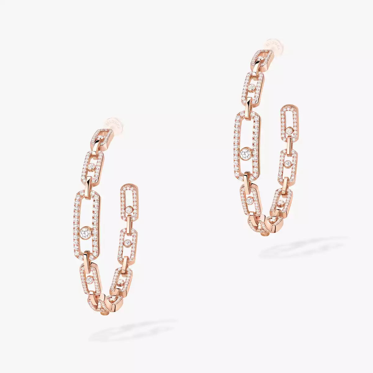[[Panda Jewelry]Move Link Diamond Hoop Earrings