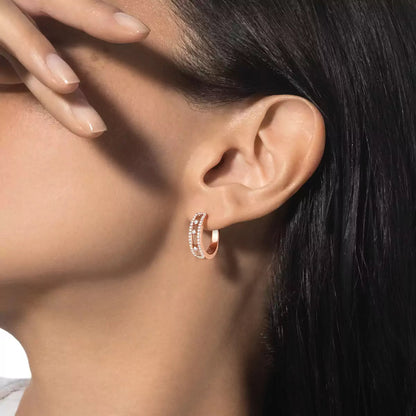 [Panda Jewelry]Diamond Pave_ Hoop Earrings Move