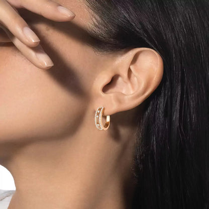 [Panda Jewelry]Diamond Pave_ Hoop Earrings Move
