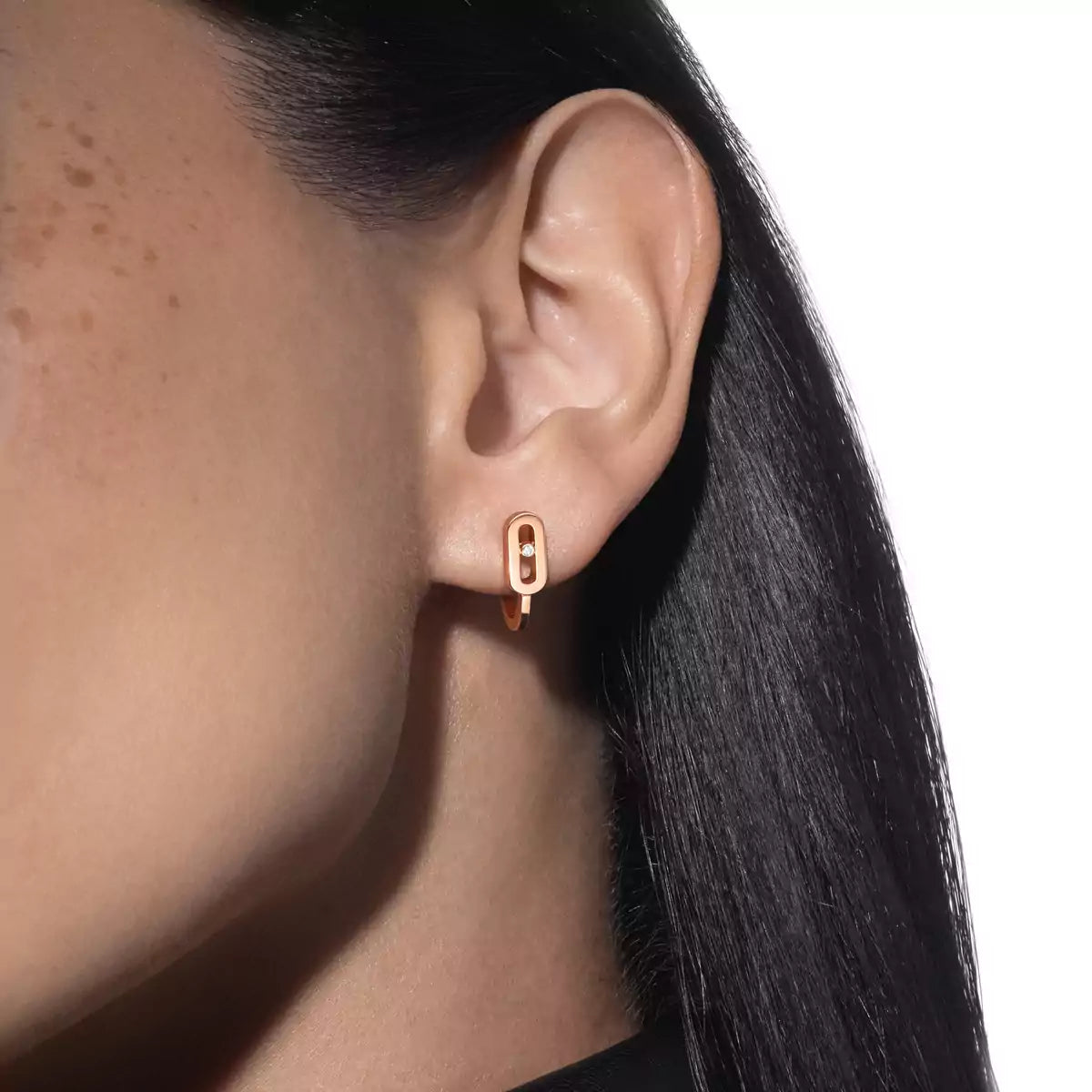[Panda Jewelry]Diamond Mini Hoop Earrings Move Classique