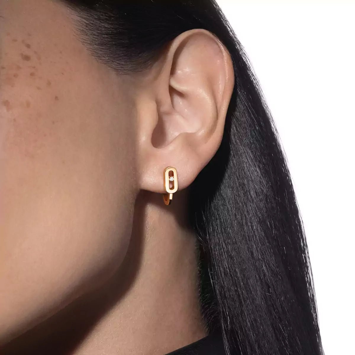 [Panda Jewelry]Diamond Mini Hoop Earrings Move Classique
