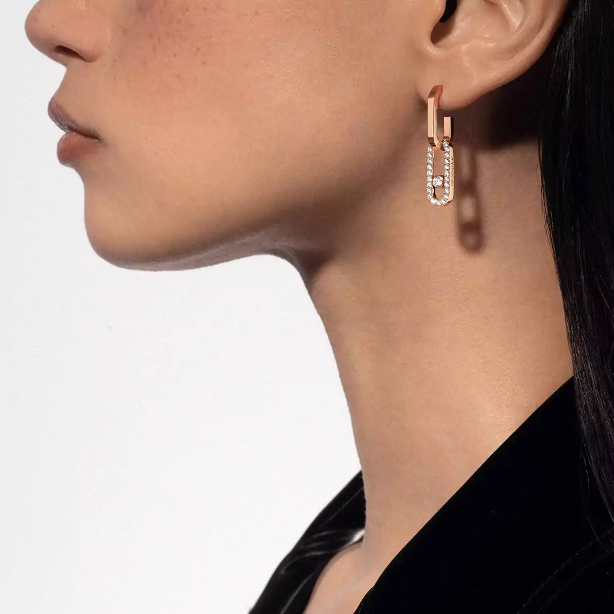 [Panda Jewelry]Move Link Diamond Earrings