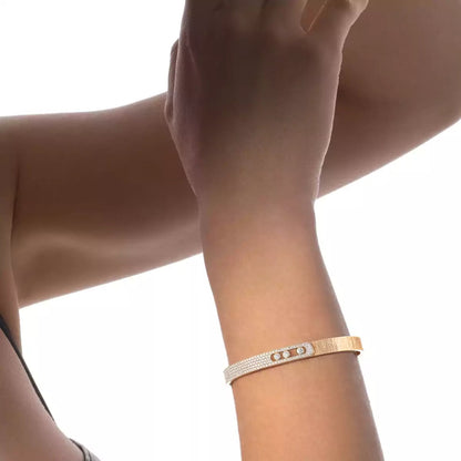 [Panda Jewelry]Move Noa Cisel茅 half pav茅 bangle