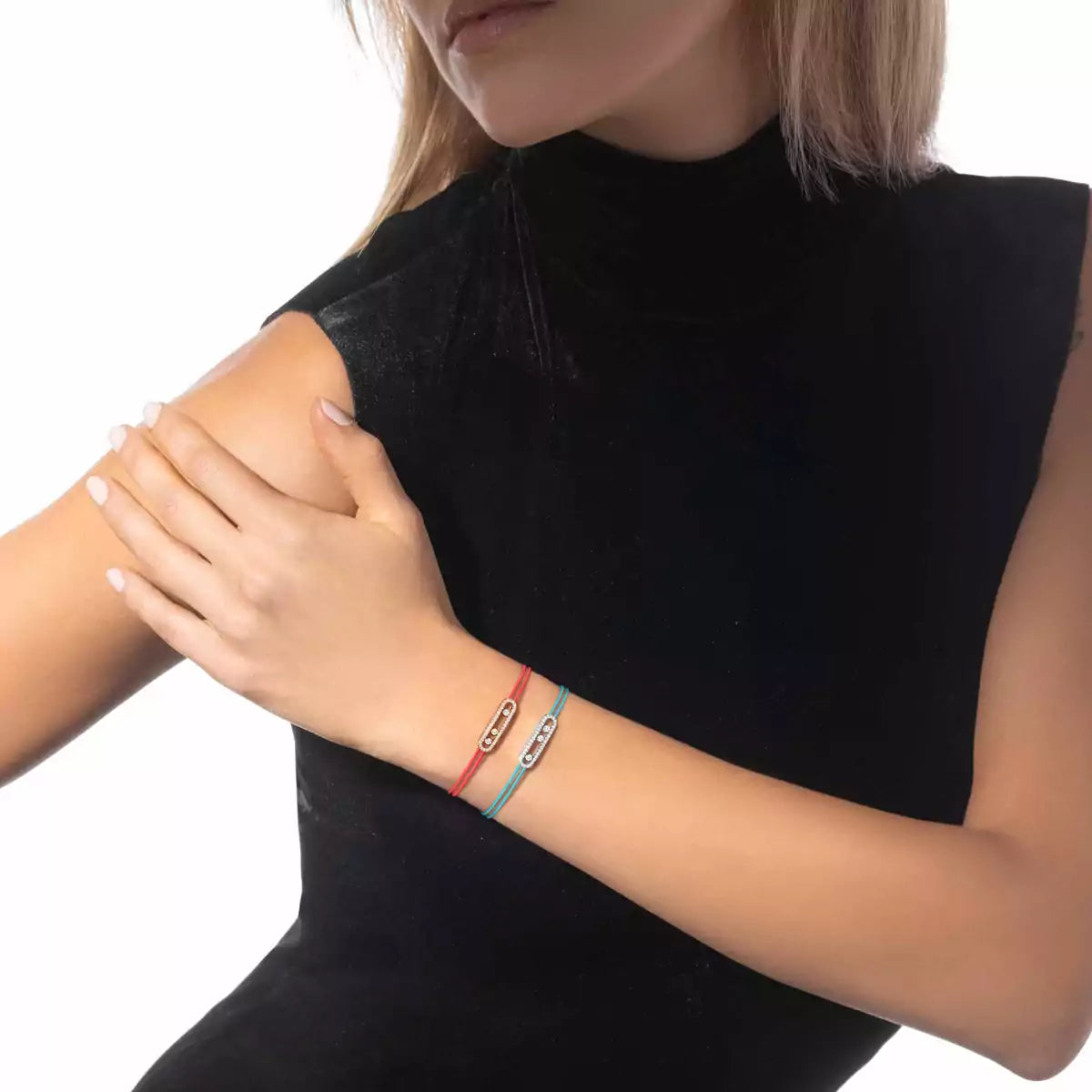[Panda Jewelry]Messika Care(s) pink cord pav茅 bracelet