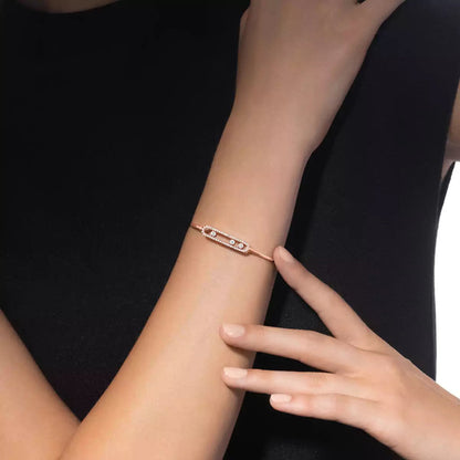 [Panda Jewelry]Move Pav茅 Diamond Bangle Bracelet M
