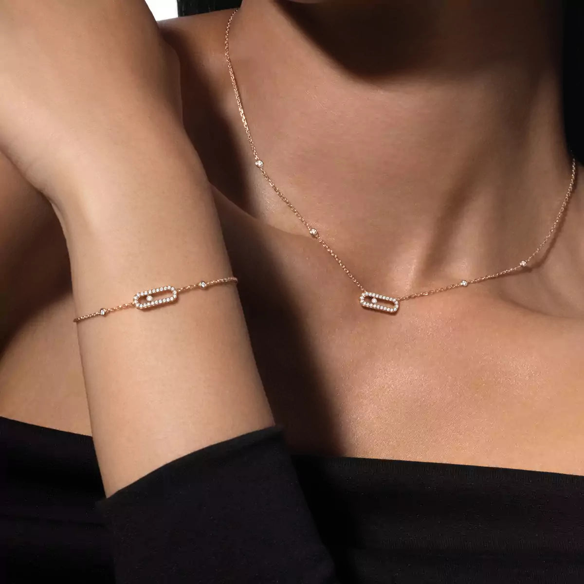 [Panda Jewelry]Diamond Necklace Move Uno