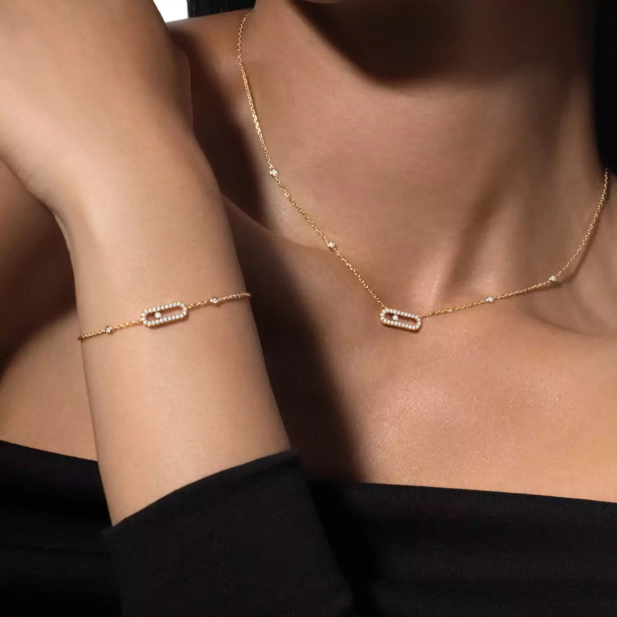 [Panda Jewelry]Diamond Necklace Move Uno