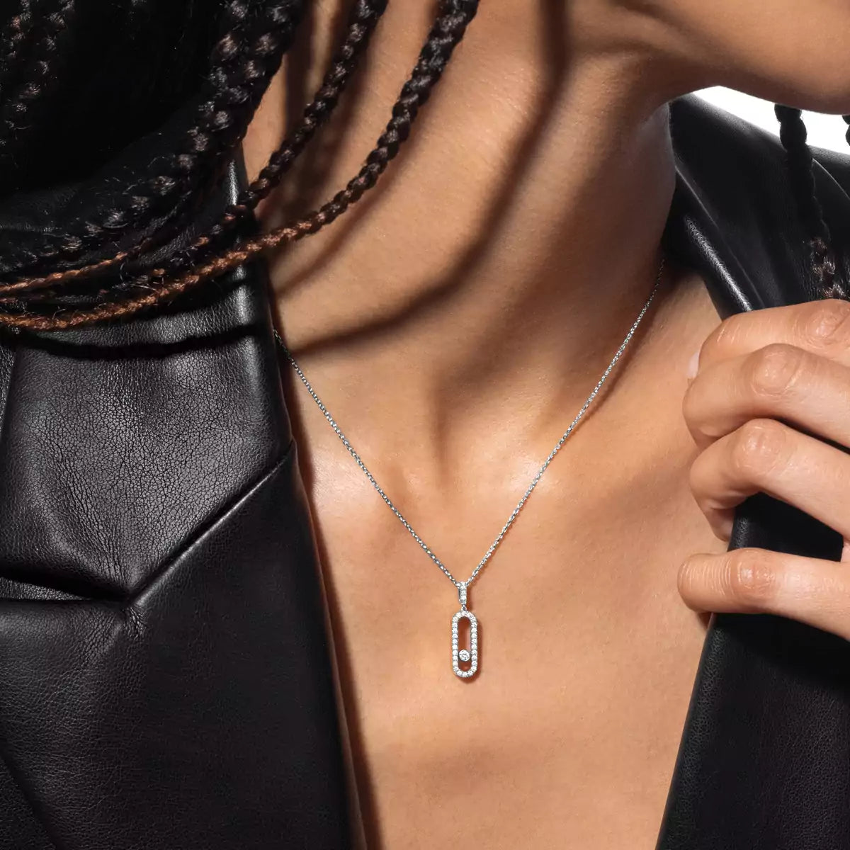 [Panda Jewelry]Move Uno Diamond Necklace in Rose Gold